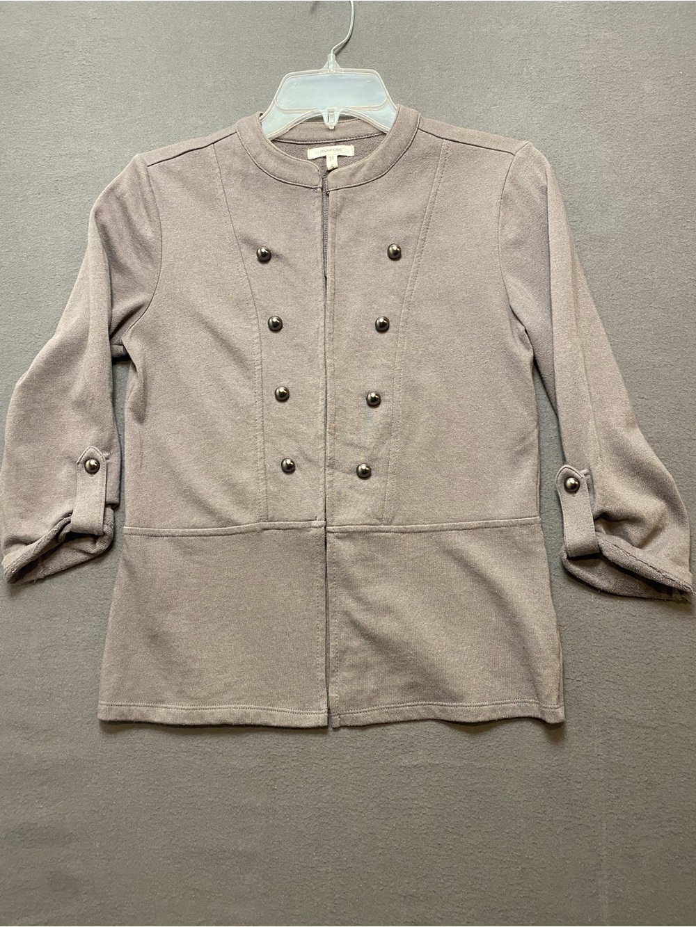 Maurices Women’s Gray Collarless Double-Button Military Jacket Size Small